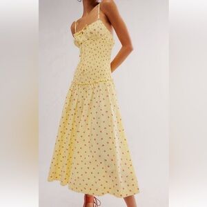 Free People Yellow Floral Midi Dress NWT